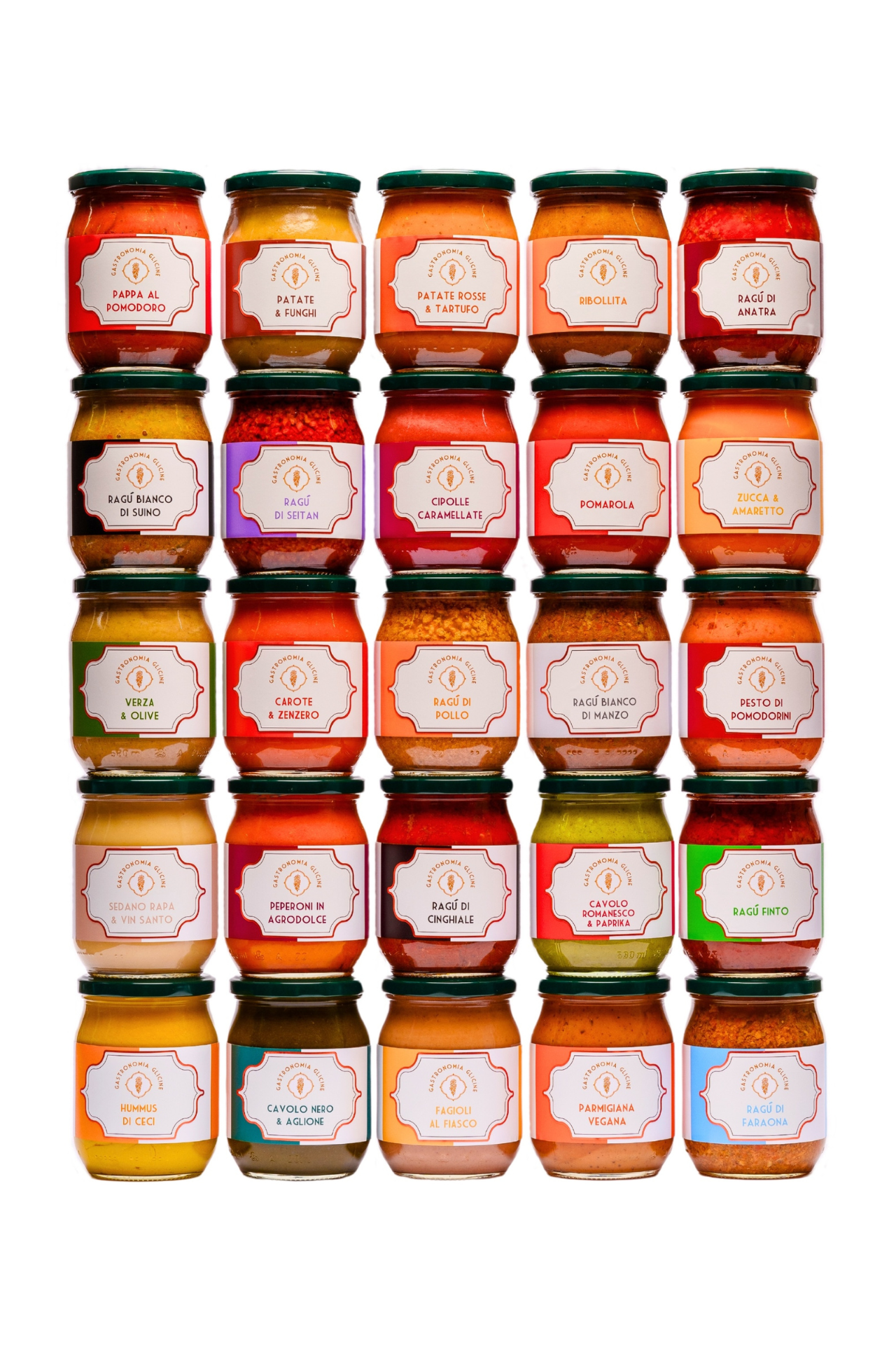 i 25 barattoli di conserve, sughi, creme vegetali e ragù di Gastronomia Glicine