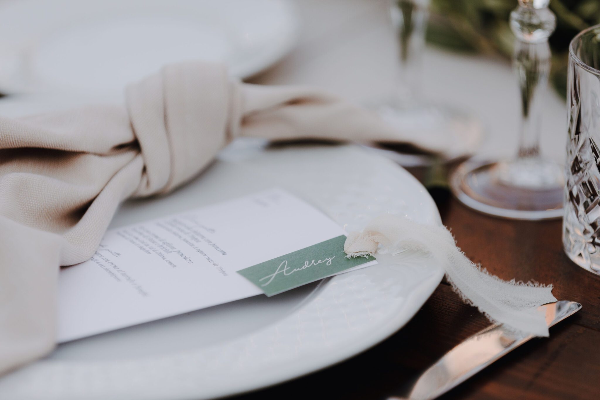 Mise en place per Rehearsal dinner in Toscana con Glicine catering