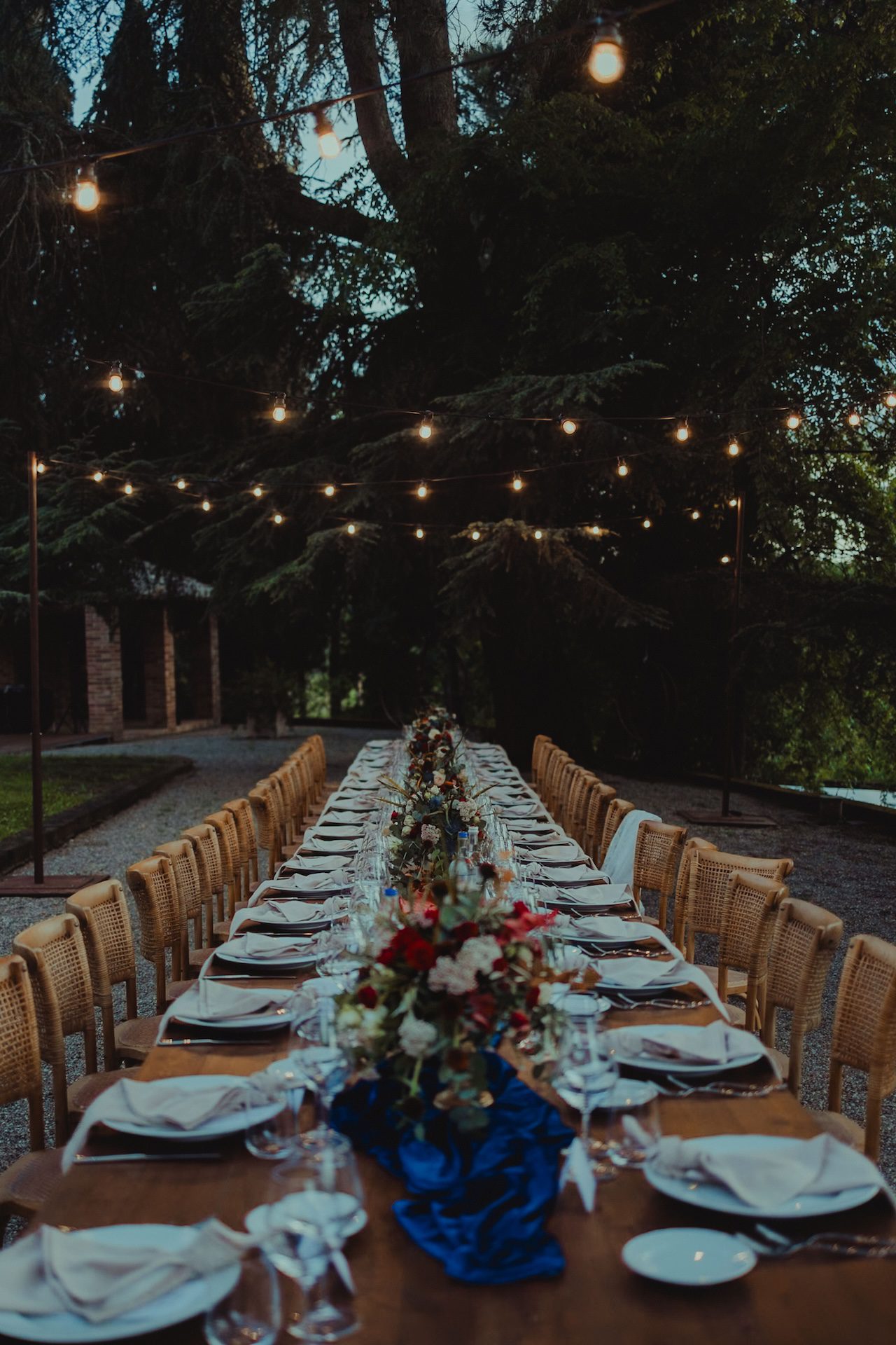 Tavolo imperiale per Rehearsal dinner in Toscana con Glicine catering